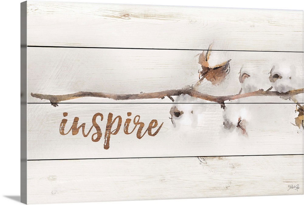 A stem with cotton buds and handlettered text over a wooden board background.