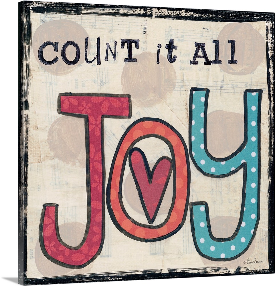 Handwritten typography art reading "Count it all Joy," with a heart in the center.