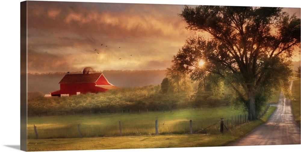Country Lane Sunset Wall Art, Canvas Prints, Framed Prints, Wall Peels