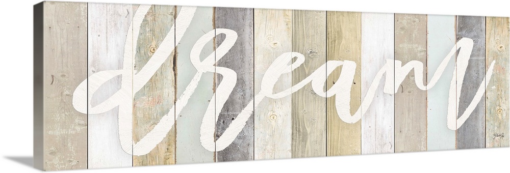 Inspirational typography artwork on a background of various wooden boards.