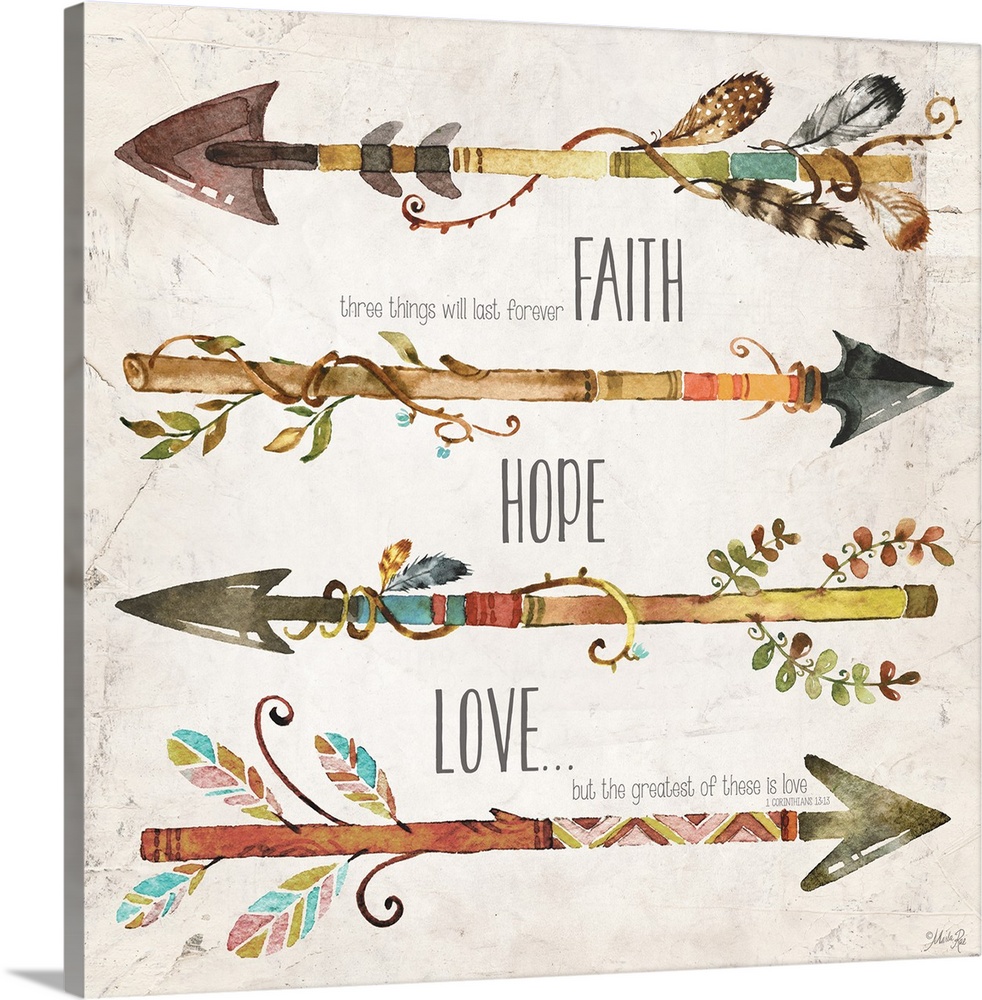 An inspirational phrase decorated with colorful arrow designs.