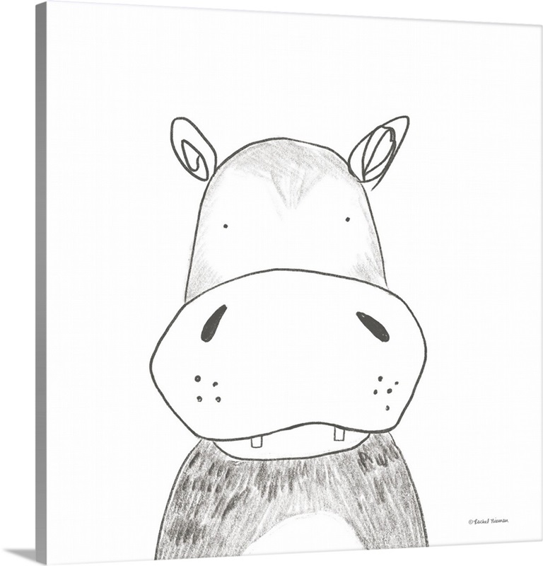 Hippo Line Drawing Great Big Canvas