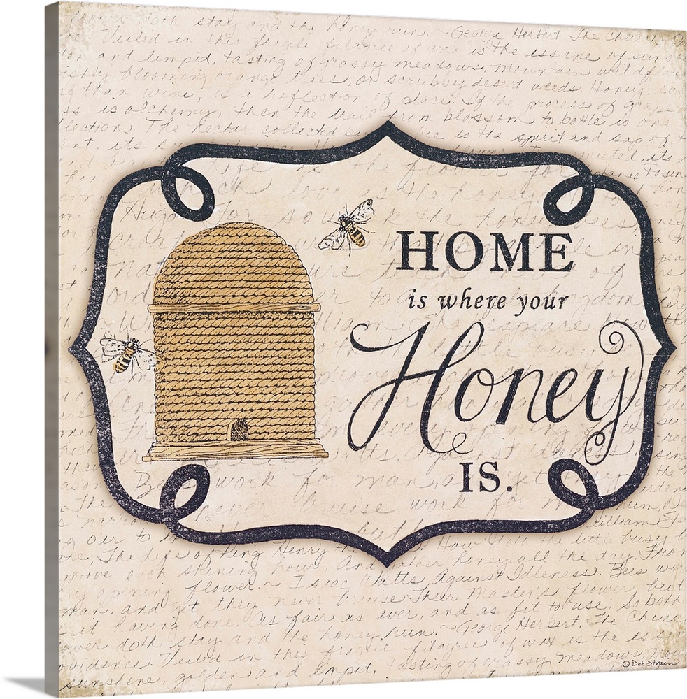 Honey bee themed home decor art.