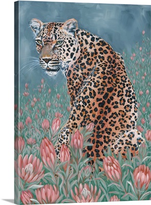 Leopard In The Flowers