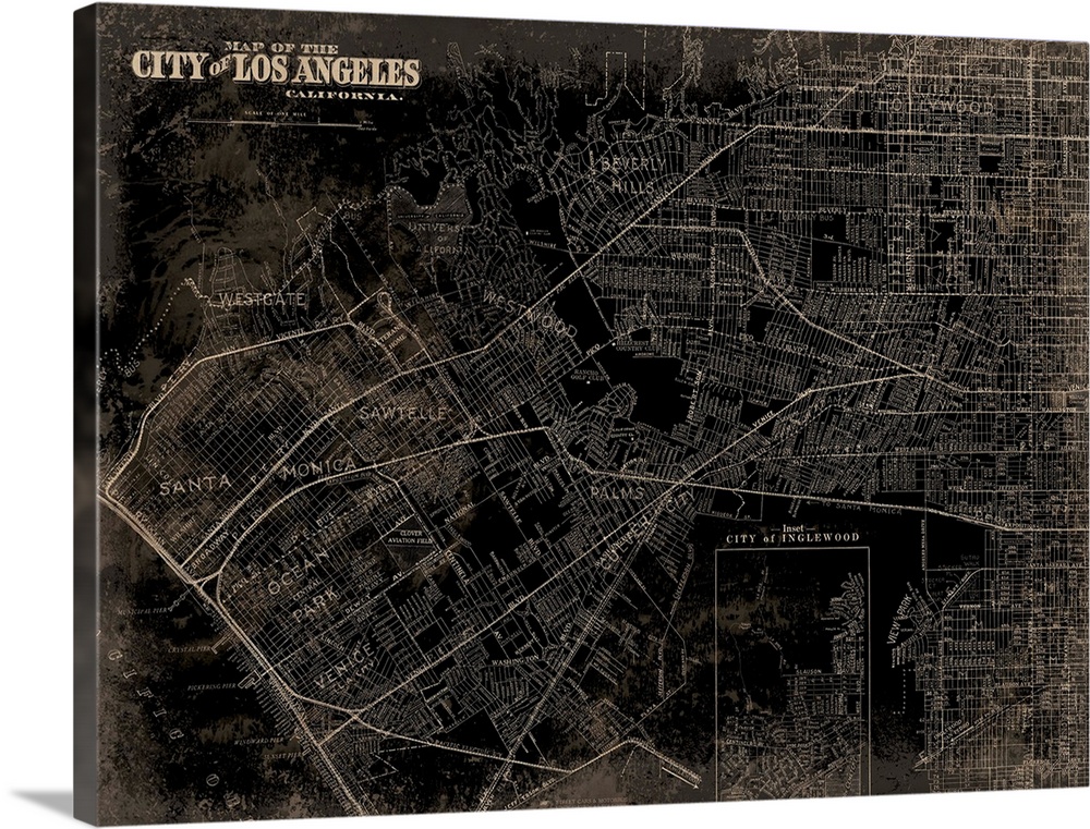 Antique looking map of Los Angeles.