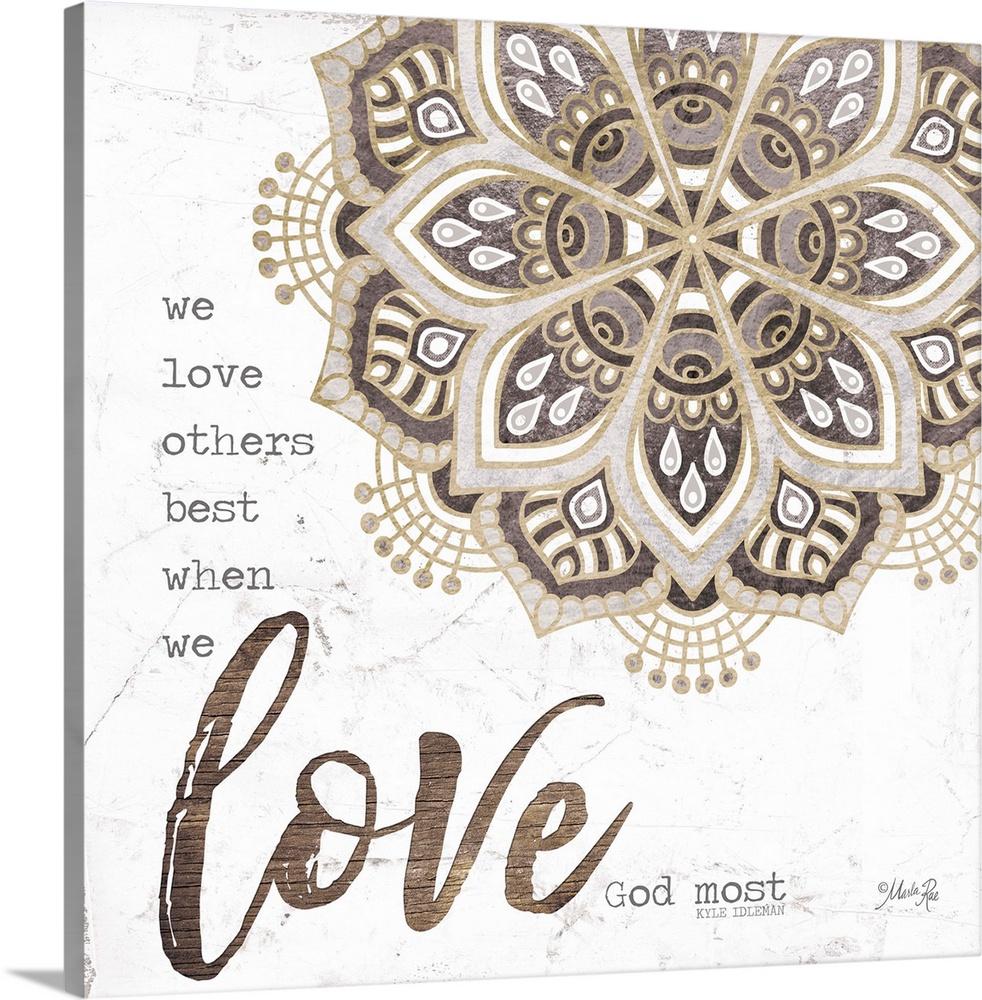 Religious sentiment with the word "Love" in large script and a mandala design.