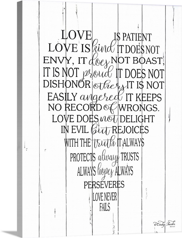 Love is Patient Wall Art, Canvas Prints, Framed Prints, Wall Peels