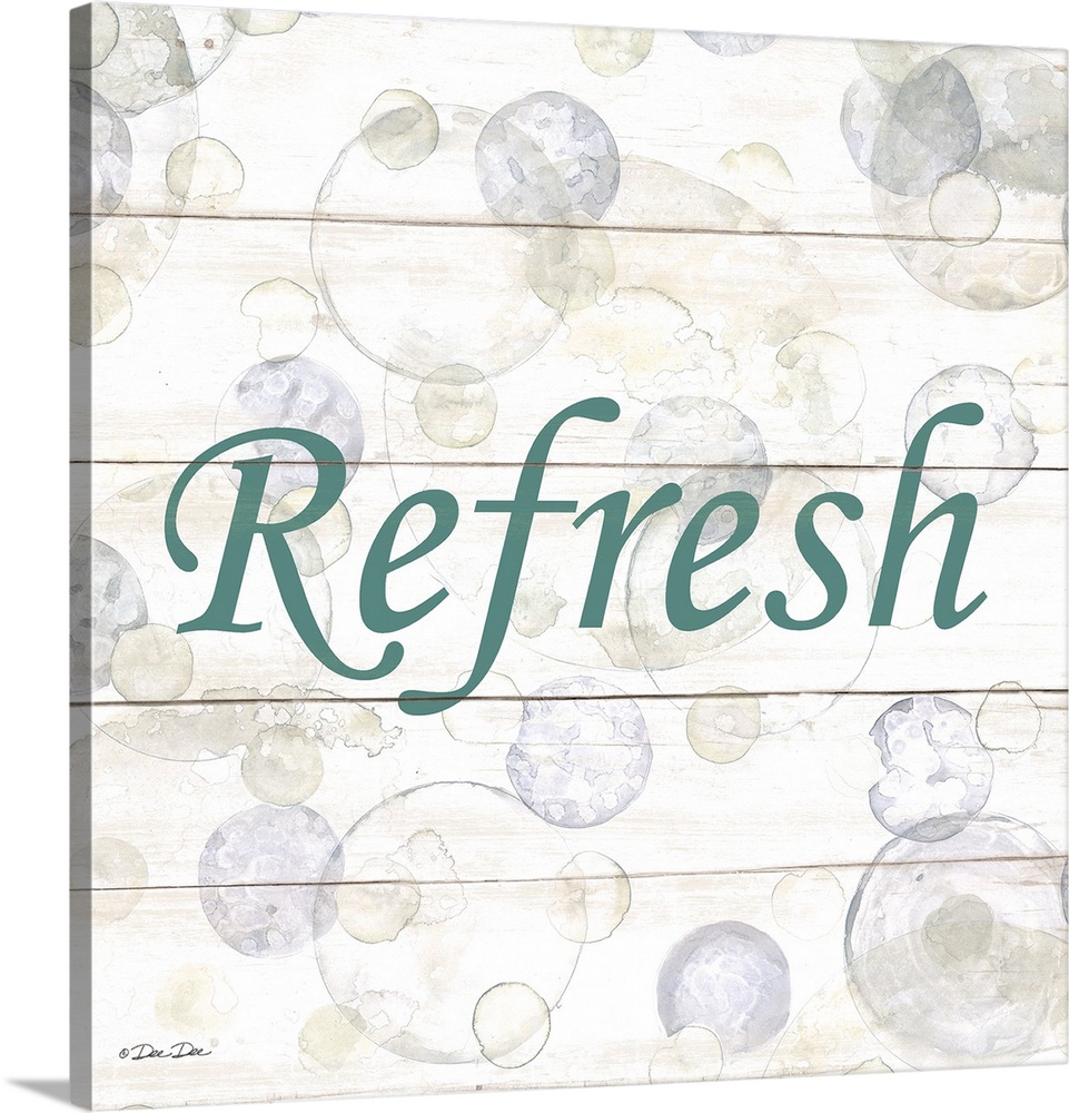 The word "Refresh" surrounded by bubbles on a light background with a wooden effect.