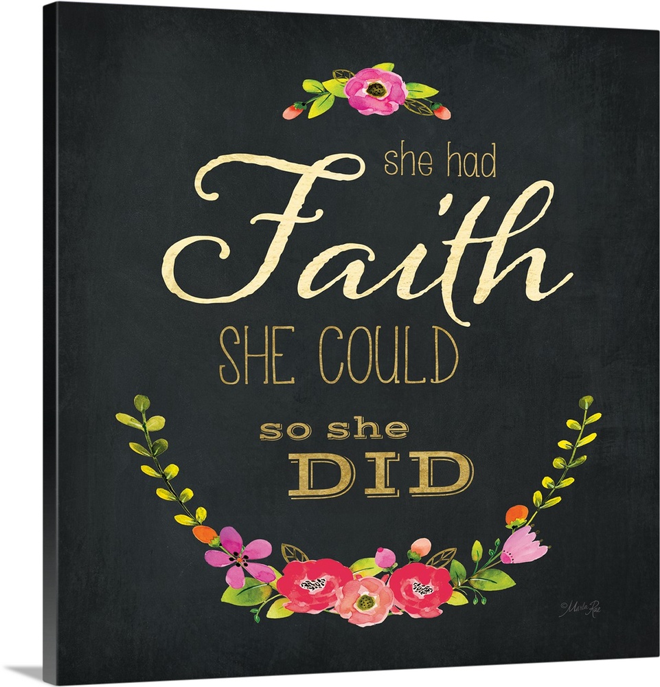 Inspirational religious sentiment embellished with a floral wreath motif.
