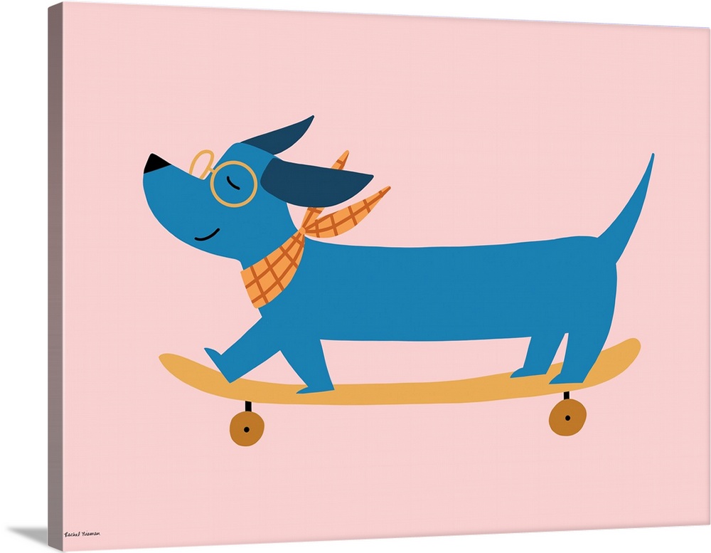 Skateboarding Weiner Dog