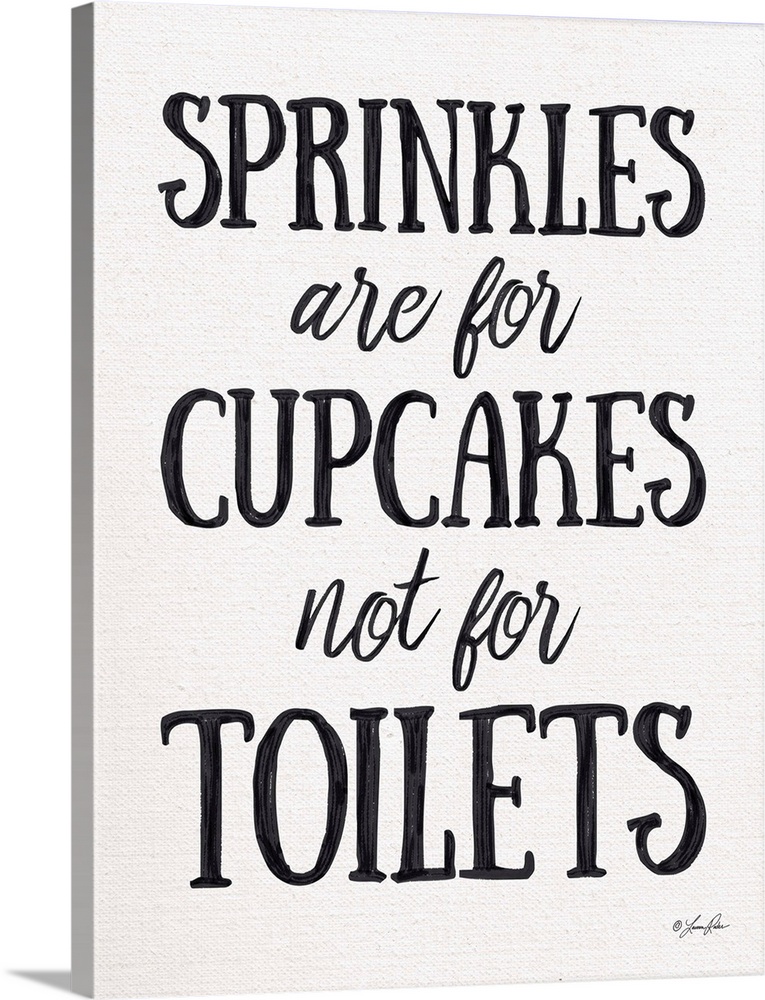 Humorous decorative artwork featuring the phrase: Sprinkles are for cupcakes, not for toilets.