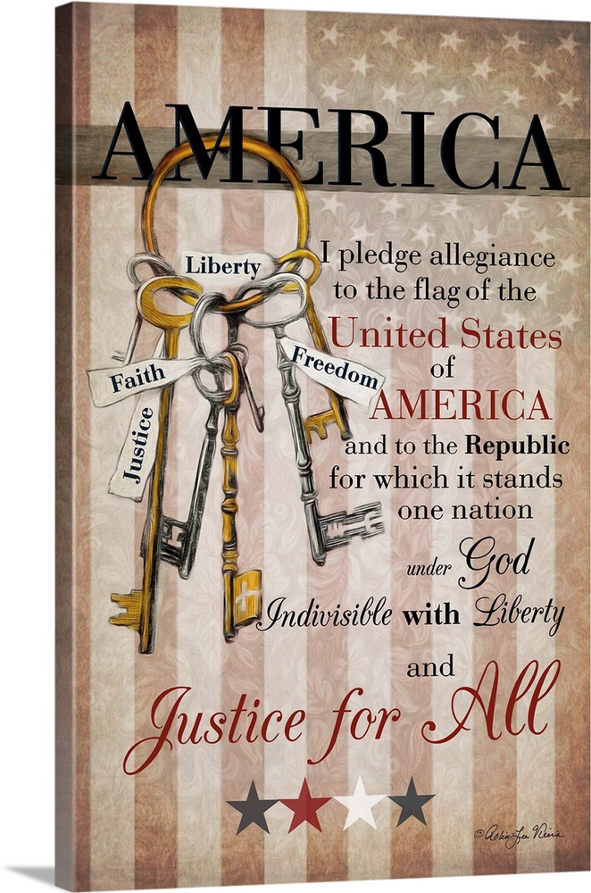 Patriotic word artwork of the Pledge of Allegiance.