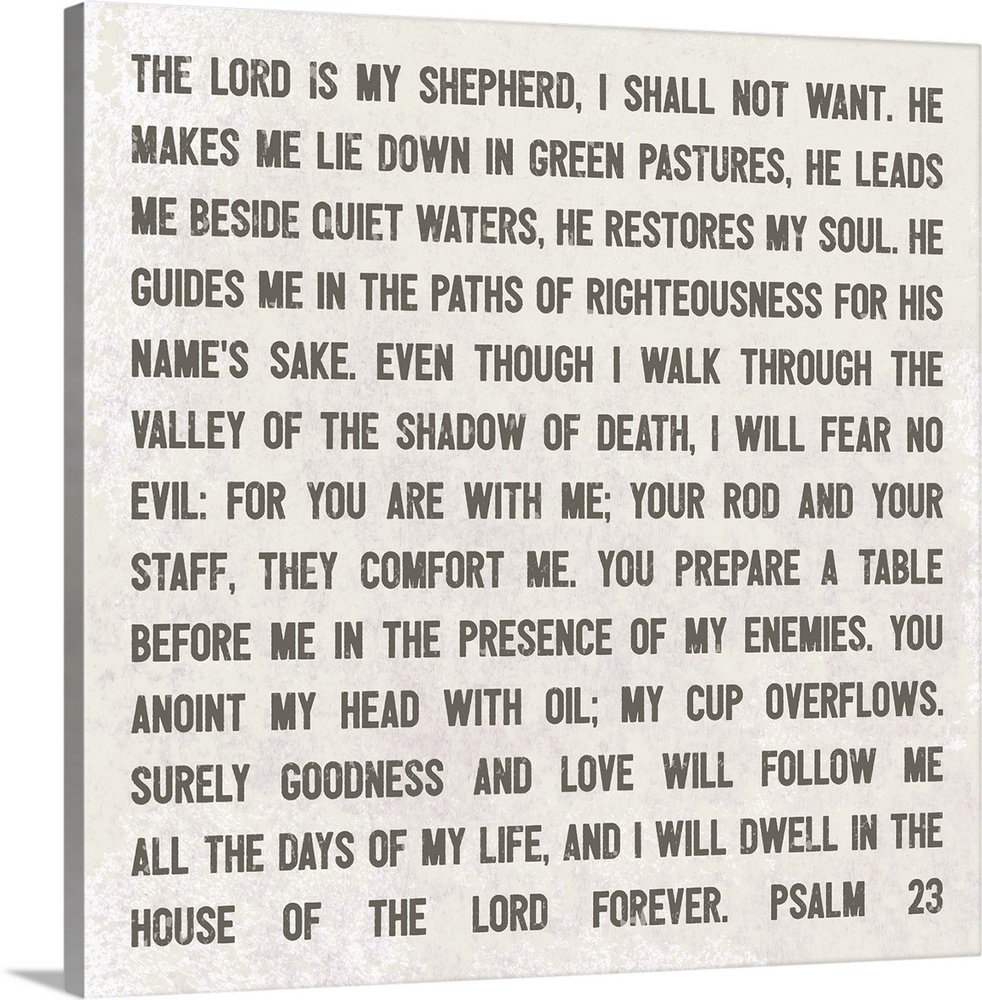 Decorative artwork featuring Psalm 23 bible quote.