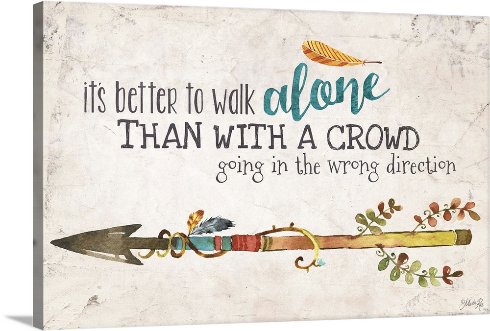 An inspirational phrase decorated with a colorful arrow design.