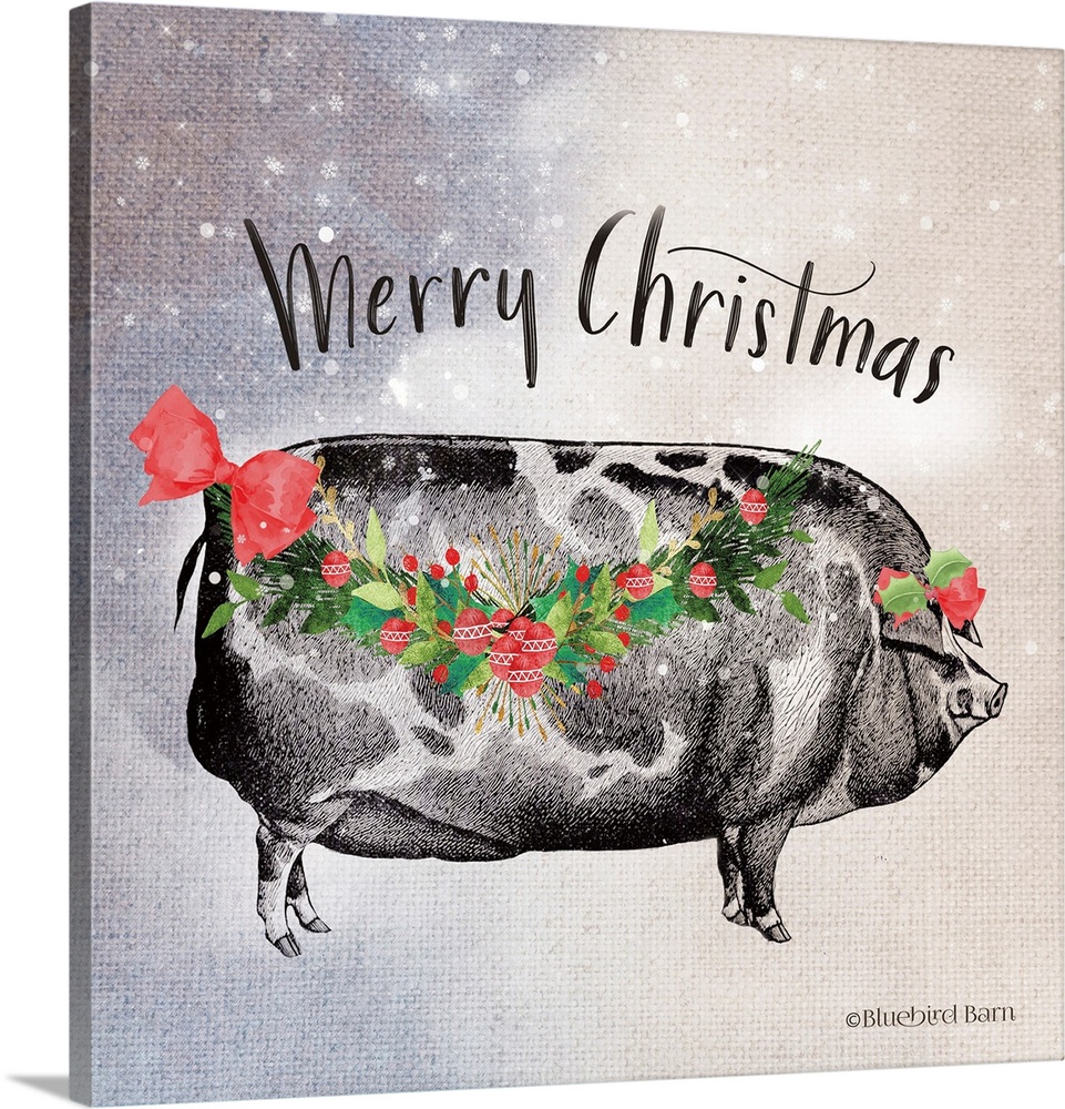 Vintage Christmas Be Merry Pig