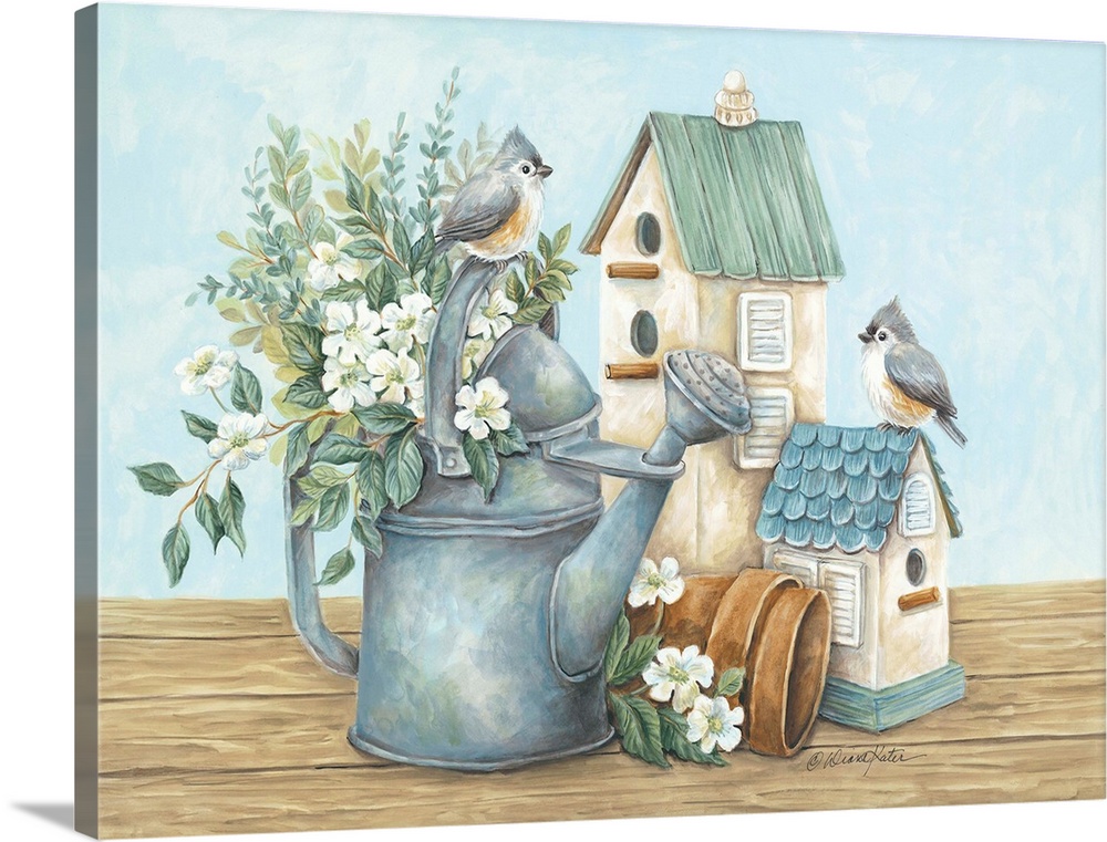 Watering Can and Chickadees