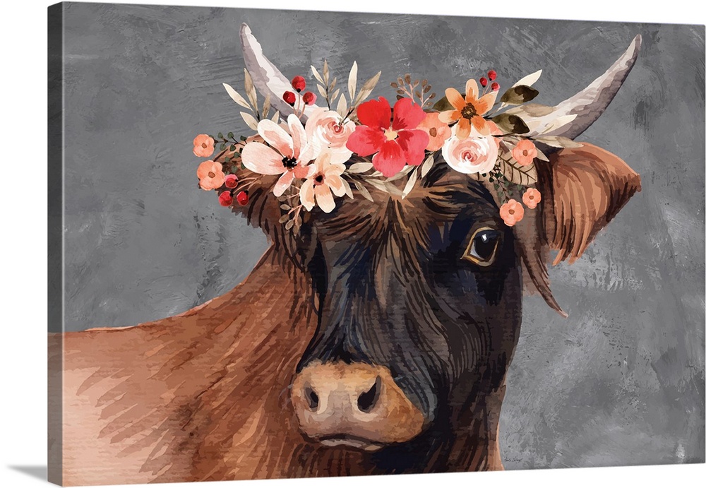 Whimsical Floral Cow