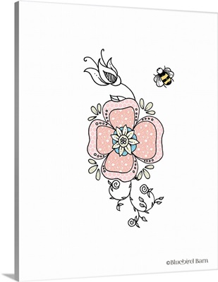 Whimsical Sweet Flower with Bee