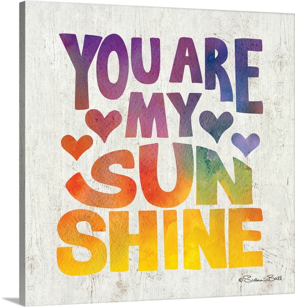 Sweet, loving sentiment in bold lettering in rainbow watercolors.