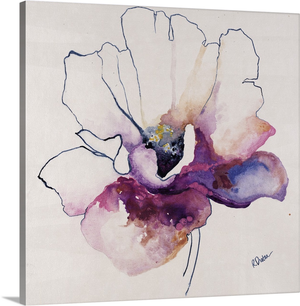 Square artwork of a single flower bloom in watercolor.