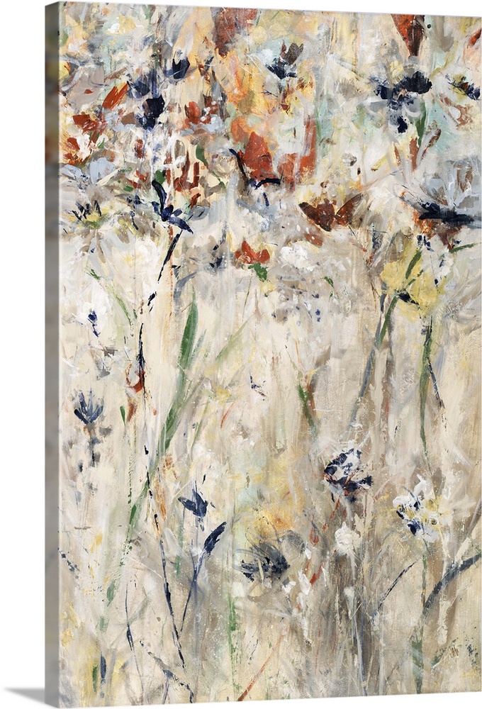 Contemporary abstract painting using neutral earth tones to make flowers.