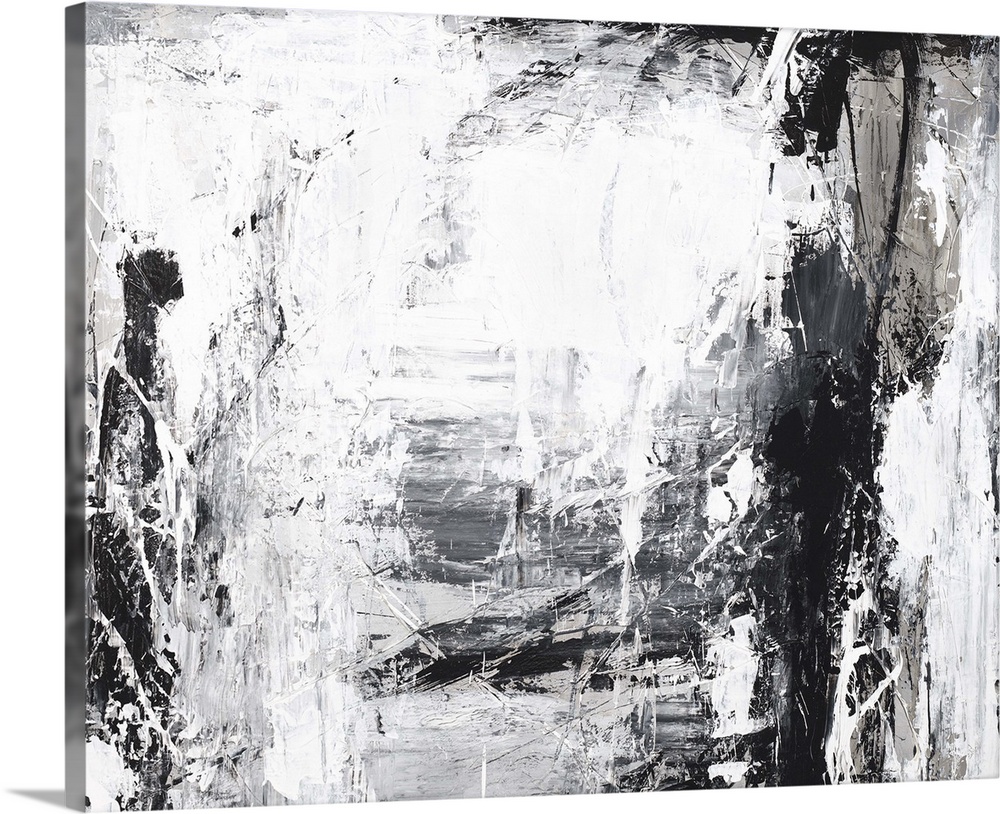 Contemporary abstract painting using black and white.