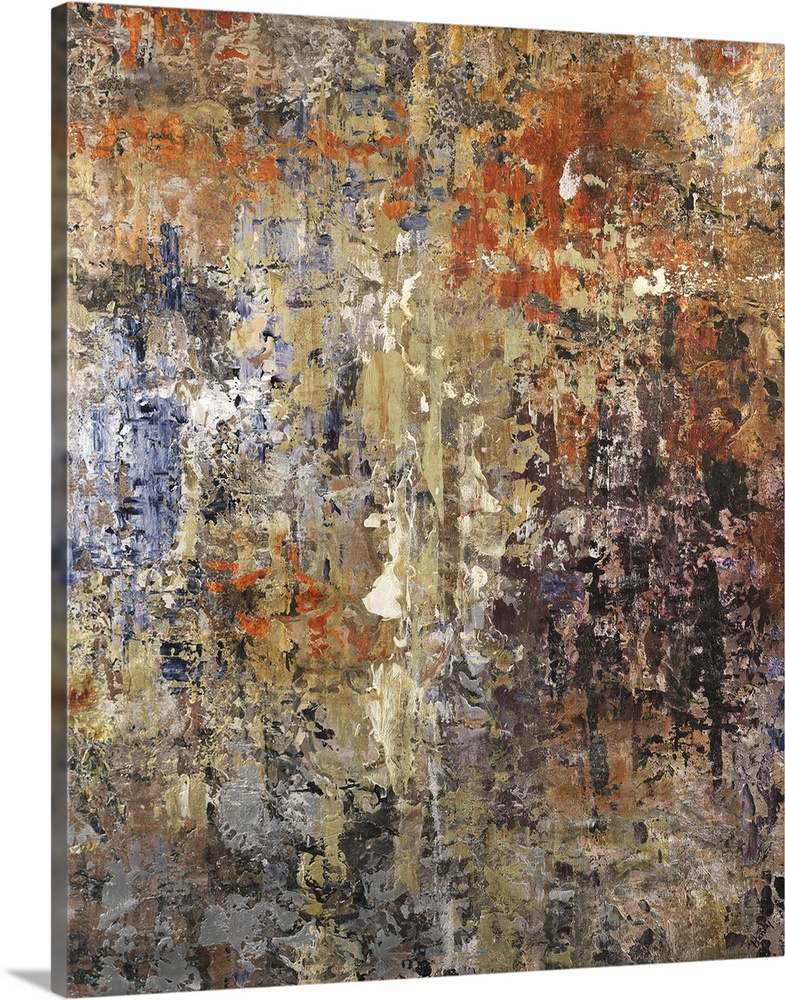 Abstract contemporary artwork in rusty orange and browns.