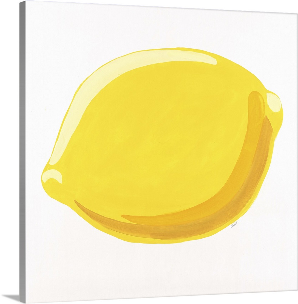 Simple cheerful painting of a single lemon.