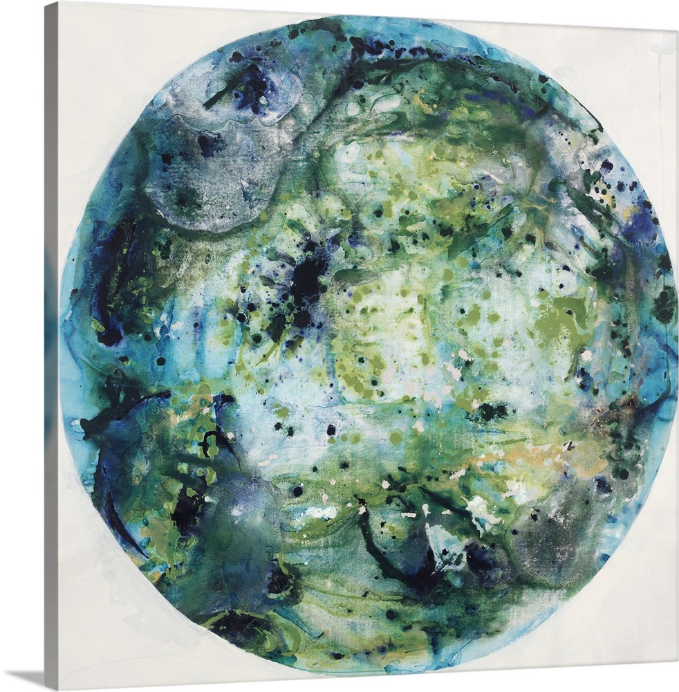 Glassy blue and green tones in a circular shape.