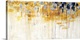 image thumbnail of A large horizontal contemporary painting of vibrant yellow and brown colors dripping vertically.