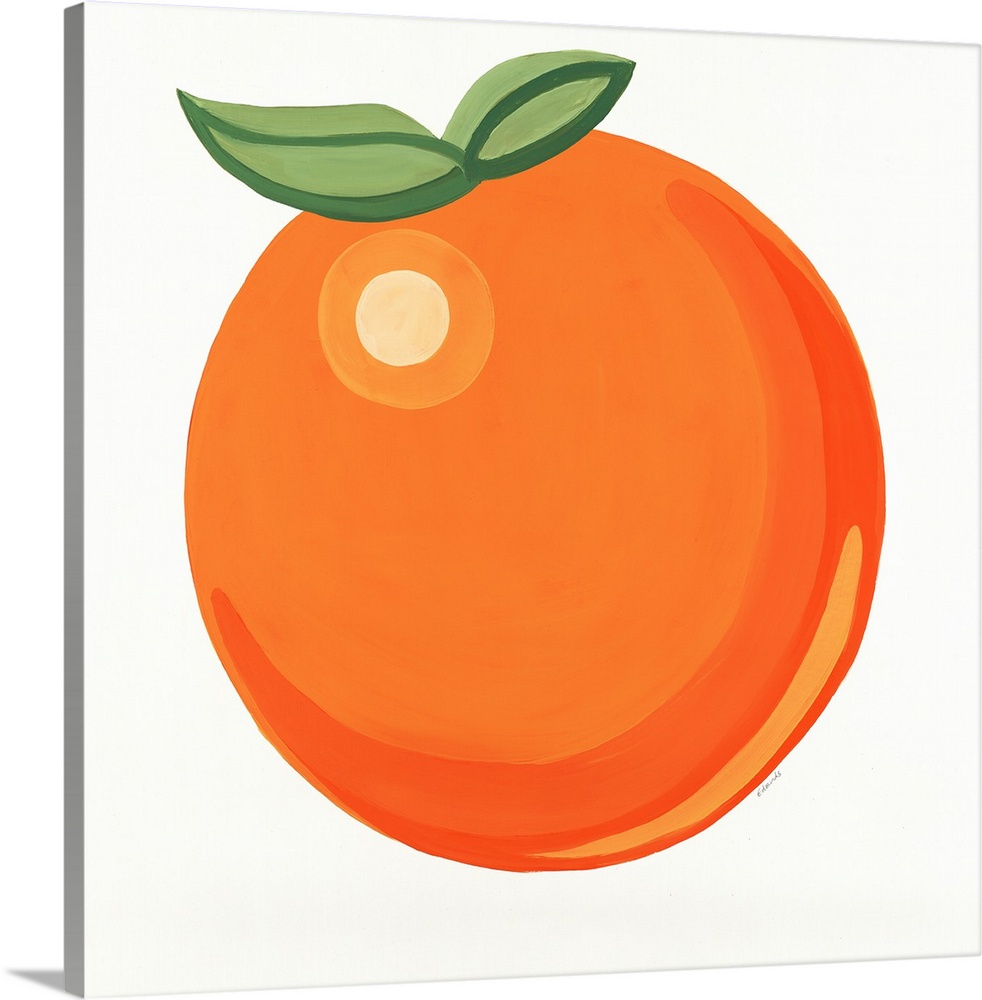 Simple cheerful painting of a single orange.