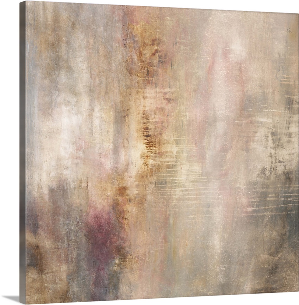 Contemporary abstract painting in different shades of pale pink and brown.