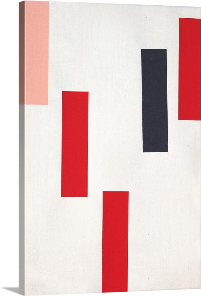 Geometric abstract with pink, red, and black rectangles falling from the top towards the bottom of the canvas.