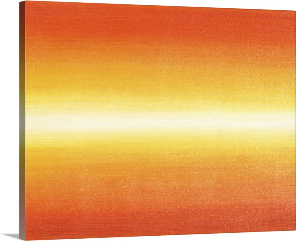 Contemporary abstract painting of a bright orange colorfield.