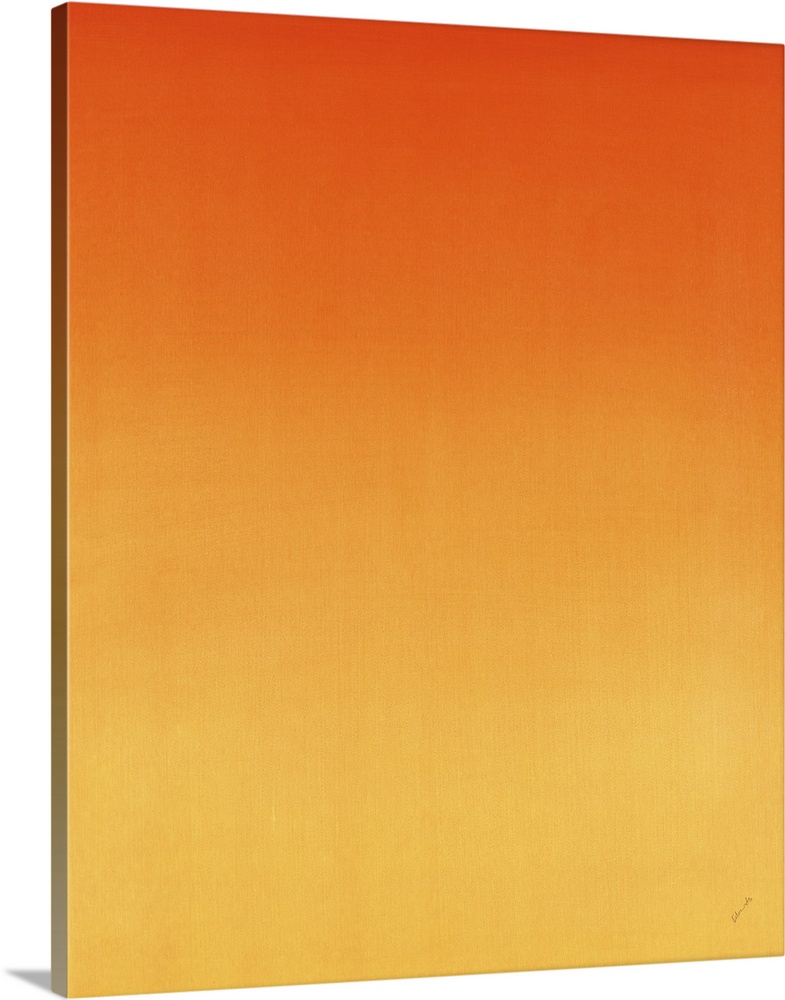 Contemporary painting of orange fading into a lighter shade.