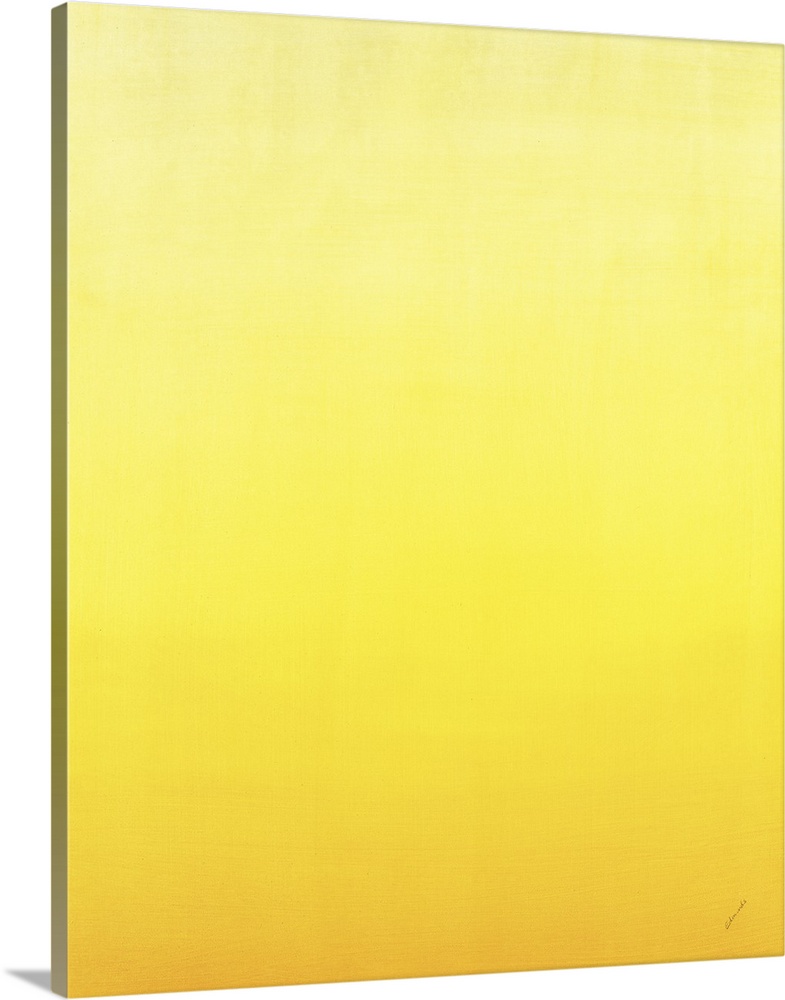 Contemporary painting of yellow fading into a lighter shade.