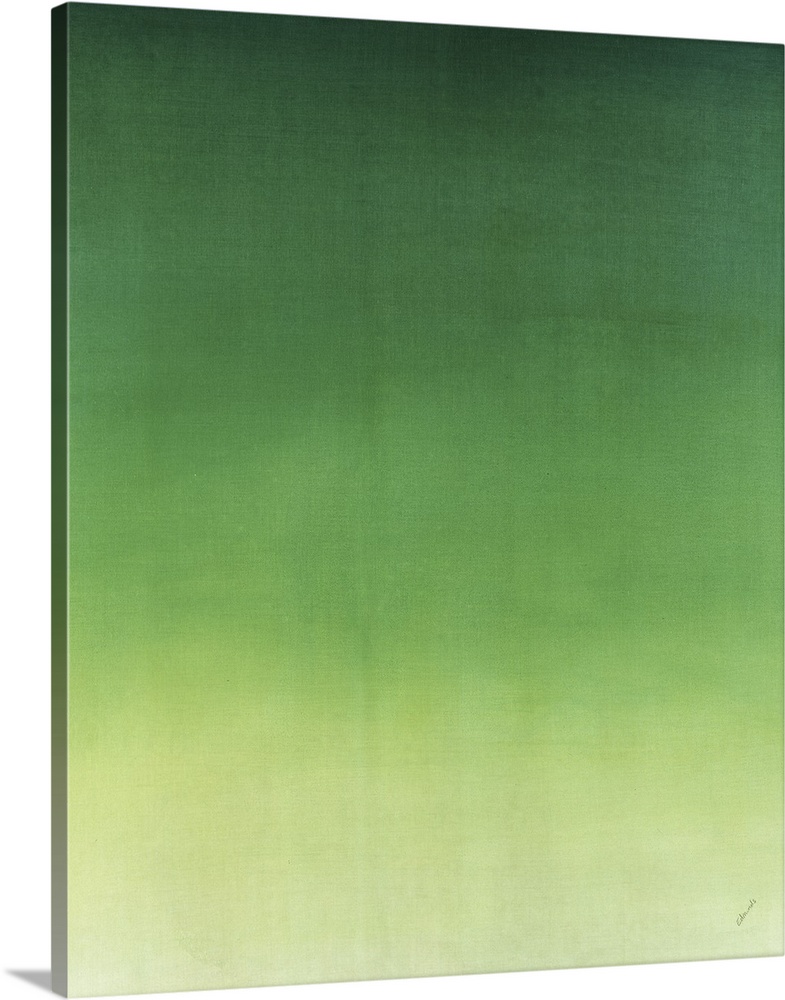 Contemporary painting of green fading into a lighter shade.