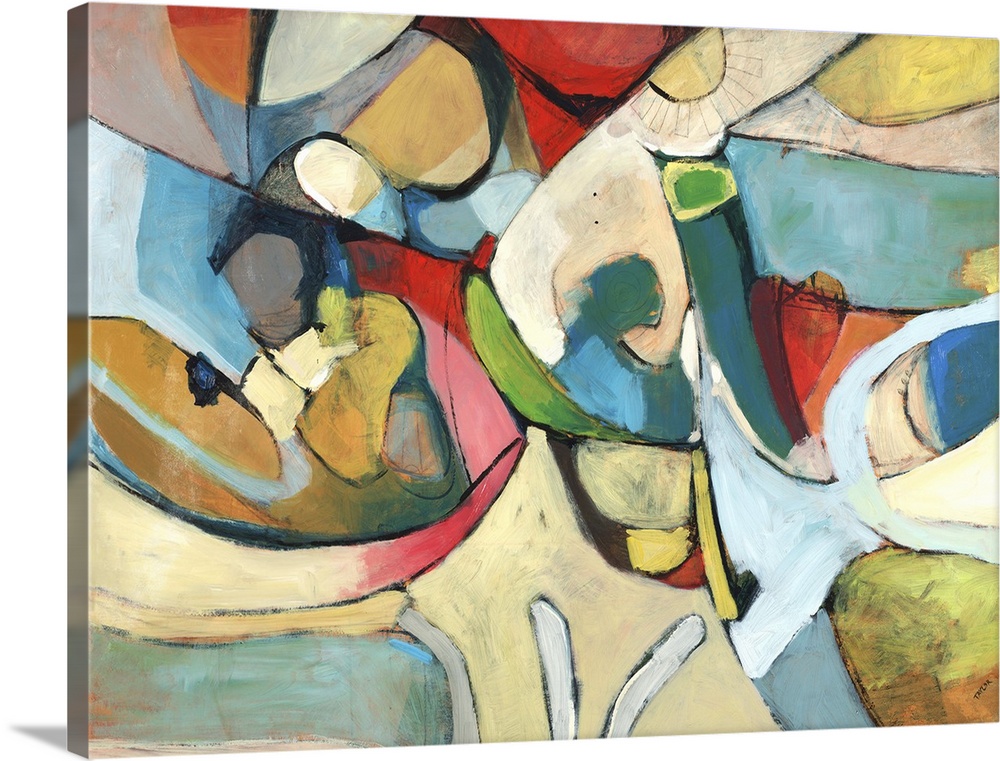 Contemporary abstract painting using a full range of color and shape.