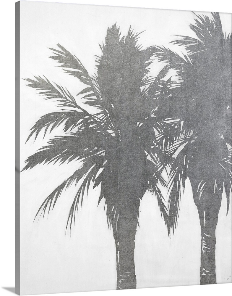 Vertical painting of palms trees in sliver.
