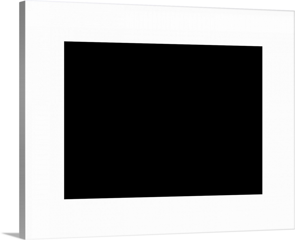 Contemporary suprematist artwork of a black rectangle with a white border.