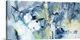 image thumbnail of Large abstract painting of textured blue brush strokes with yellow accents.