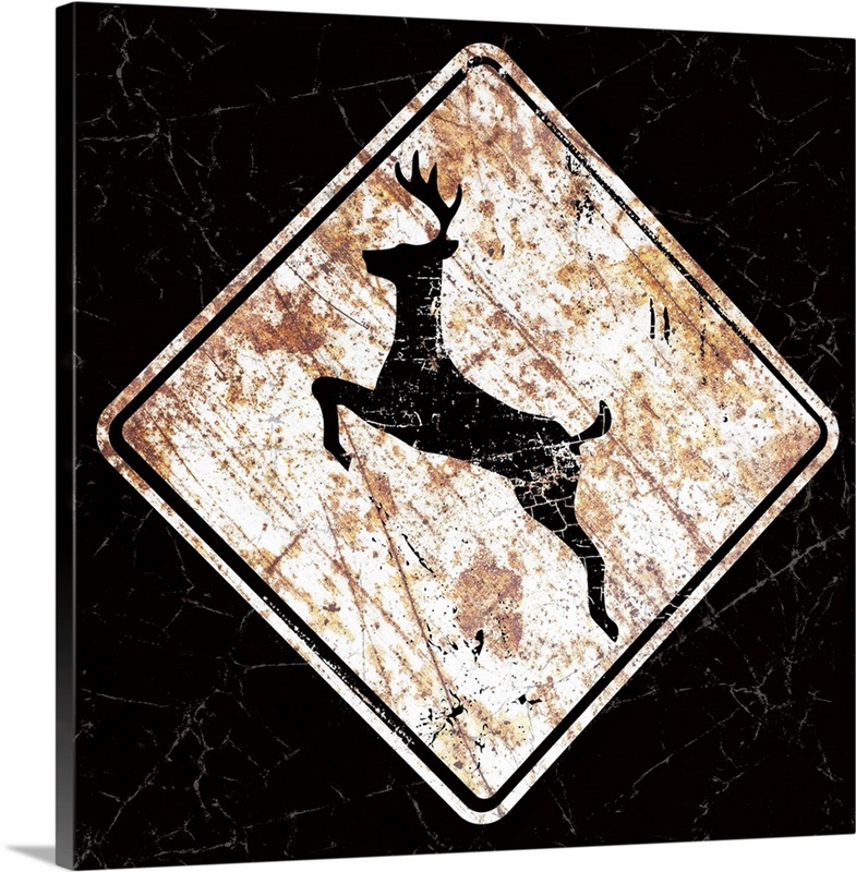 Deer Crossing Sign Wall Art, Canvas Prints, Framed Prints, Wall Peels