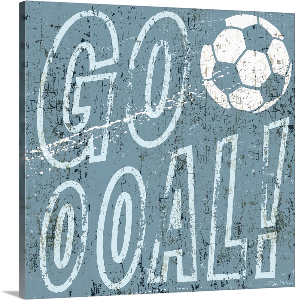 Soccer scoring goal expression "Goooooal" with soccer ball in the typography.