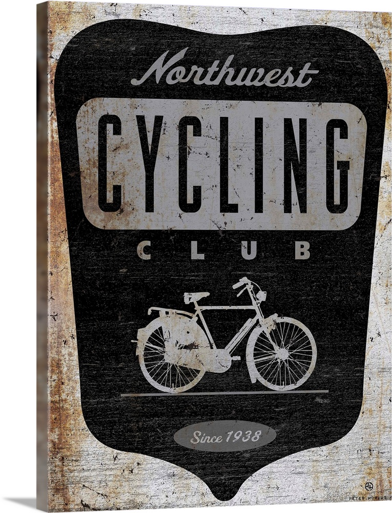 Retro logo of the northwest cycling club depicting an old dutch opa bike.