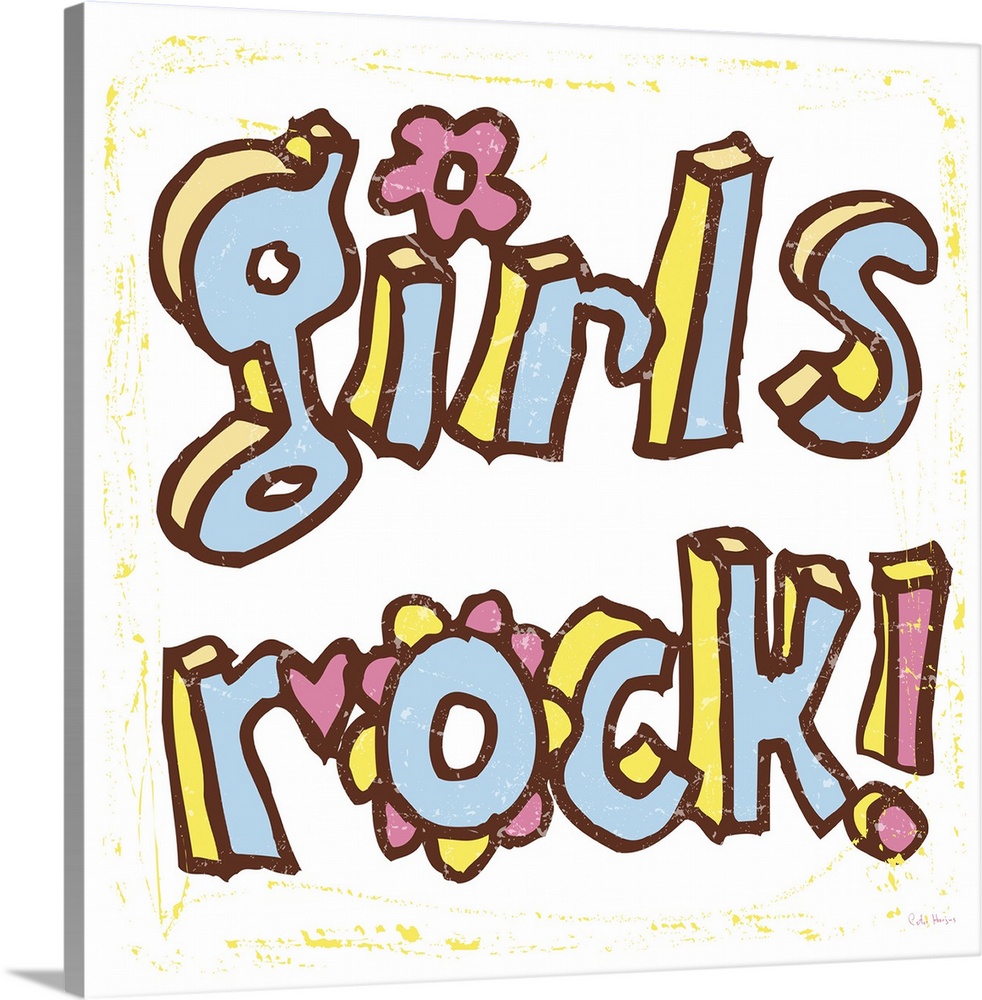The words "Girls Rock" handwritten in pen and ink.