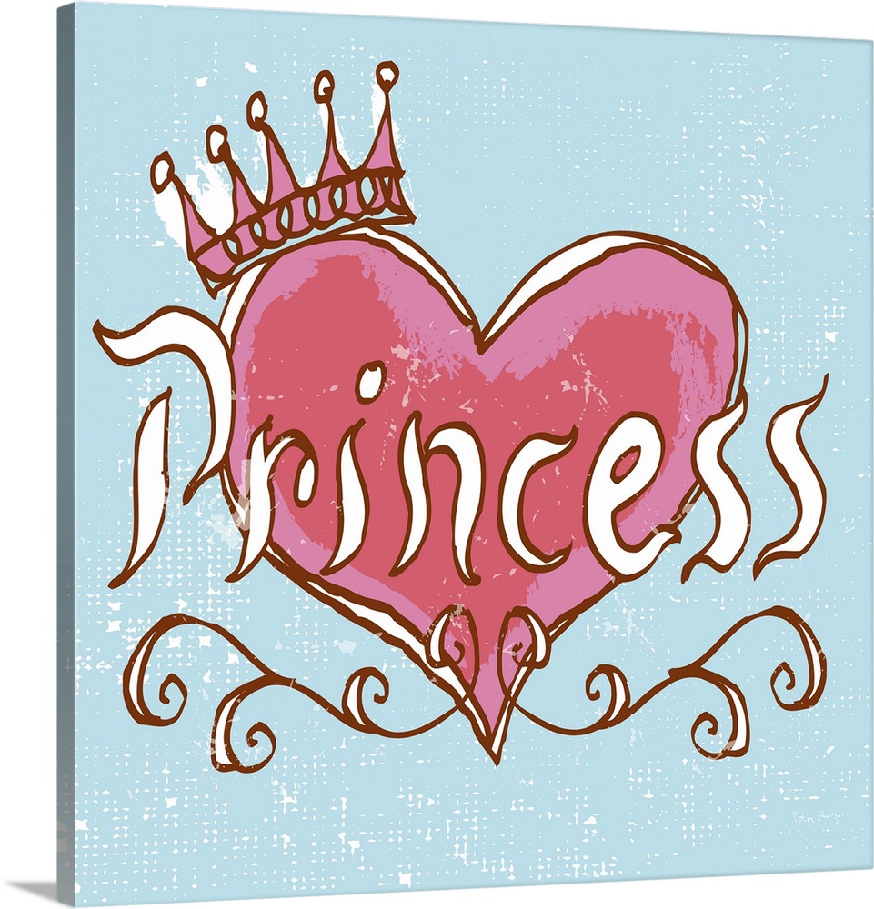 A pen and ink illustrated princess tiara with the word "Princess" hand lettered.