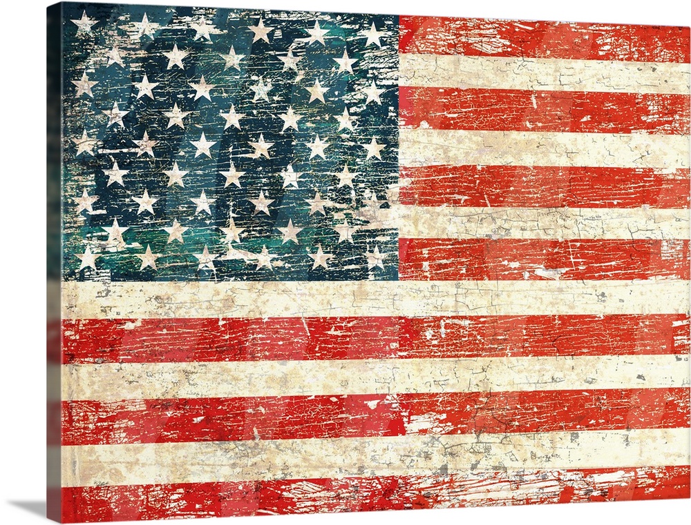 Worn and distressed USA flag