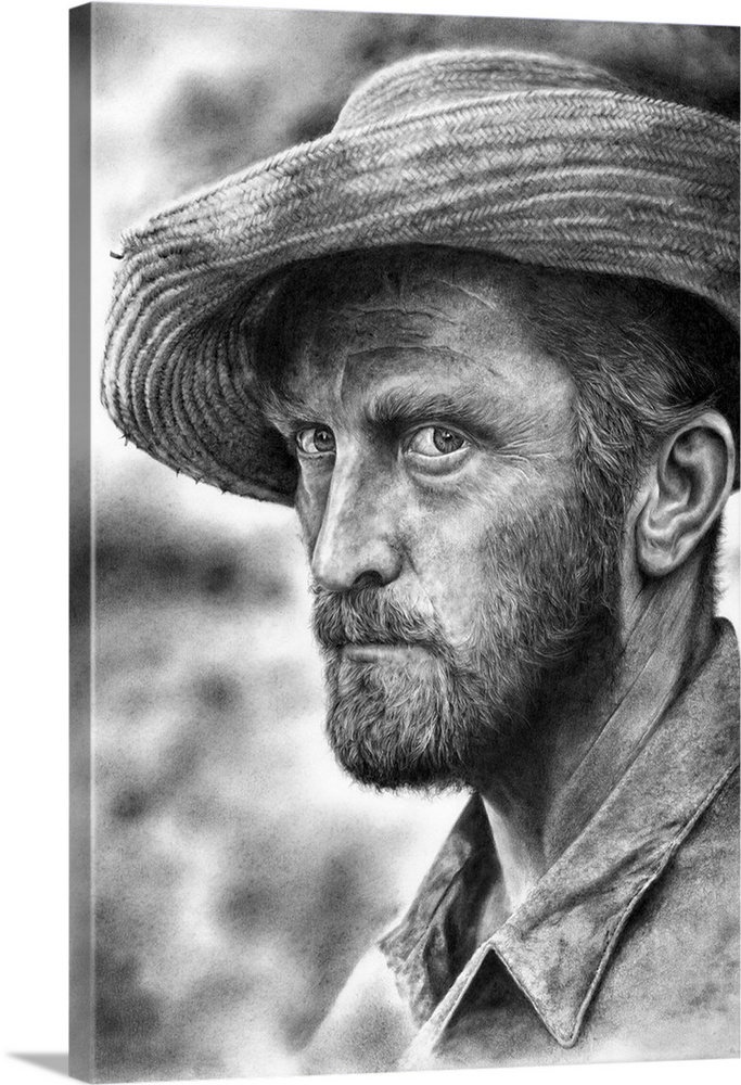 A pencil portrait of Kirk Douglas as Vincent Van Gogh based on a still from the 1956 movie Lust For Life.
