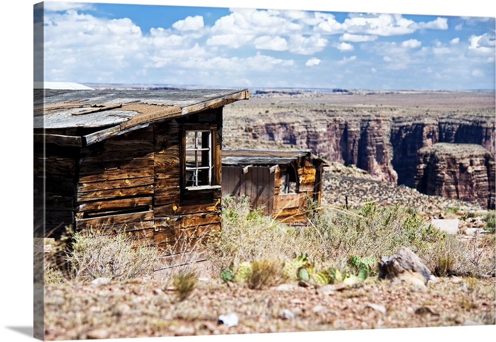 Photograph of a forgotten building on the edge of the Grand Canyon in Arizona.