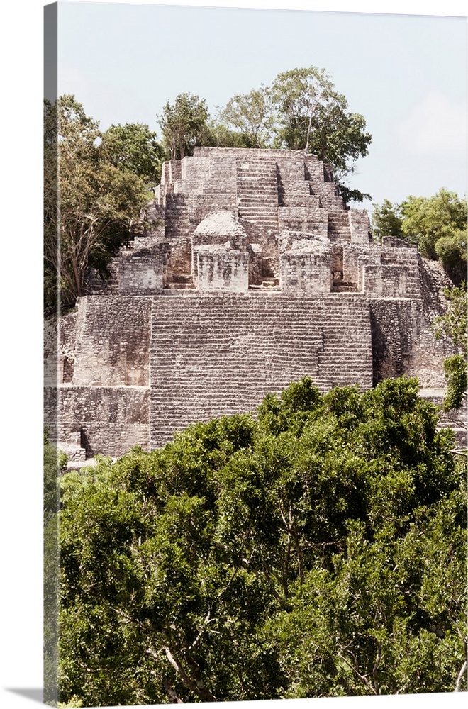Photograph of architecture from an ancient Maya City within the jungle of Calakmul, Mexico. From the Viva Mexico Collection.